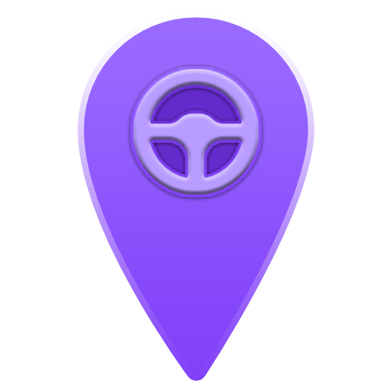 Marca do Postinho.app - pino de mapa com volante